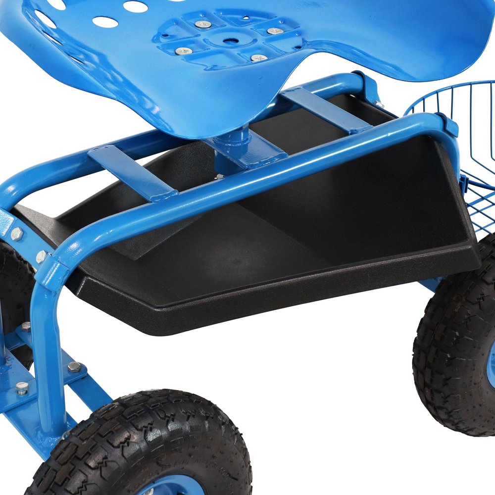 20" Blue Steel Garden Stool HomeRoots