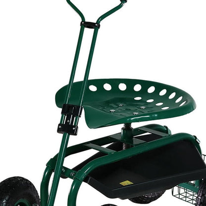 22" Green Steel Garden Stool HomeRoots