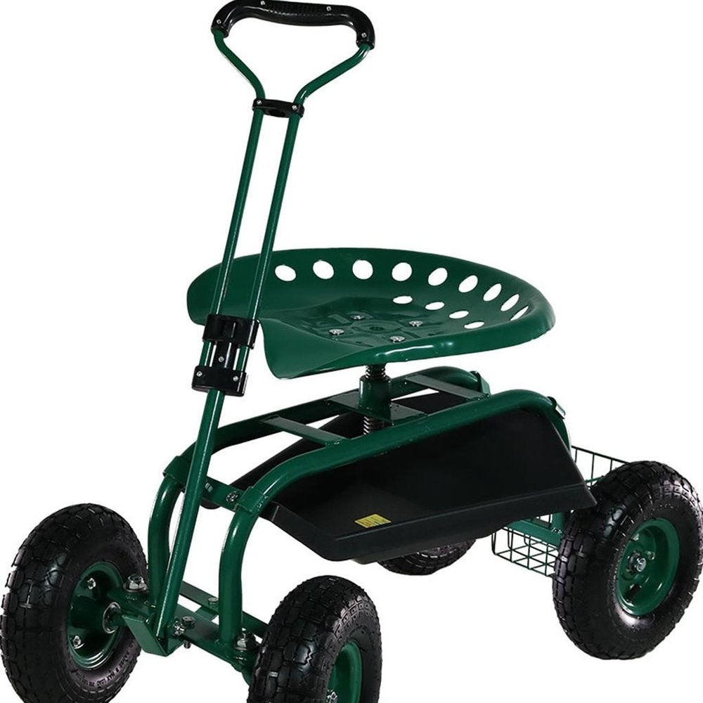 22" Green Steel Garden Stool HomeRoots