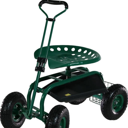 22" Green Steel Garden Stool HomeRoots