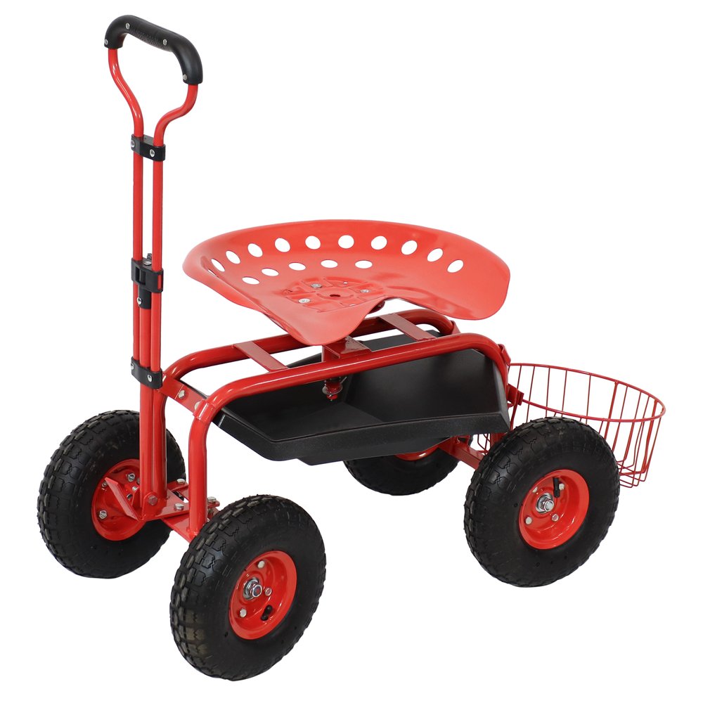 20" Red Steel Garden Stool HomeRoots