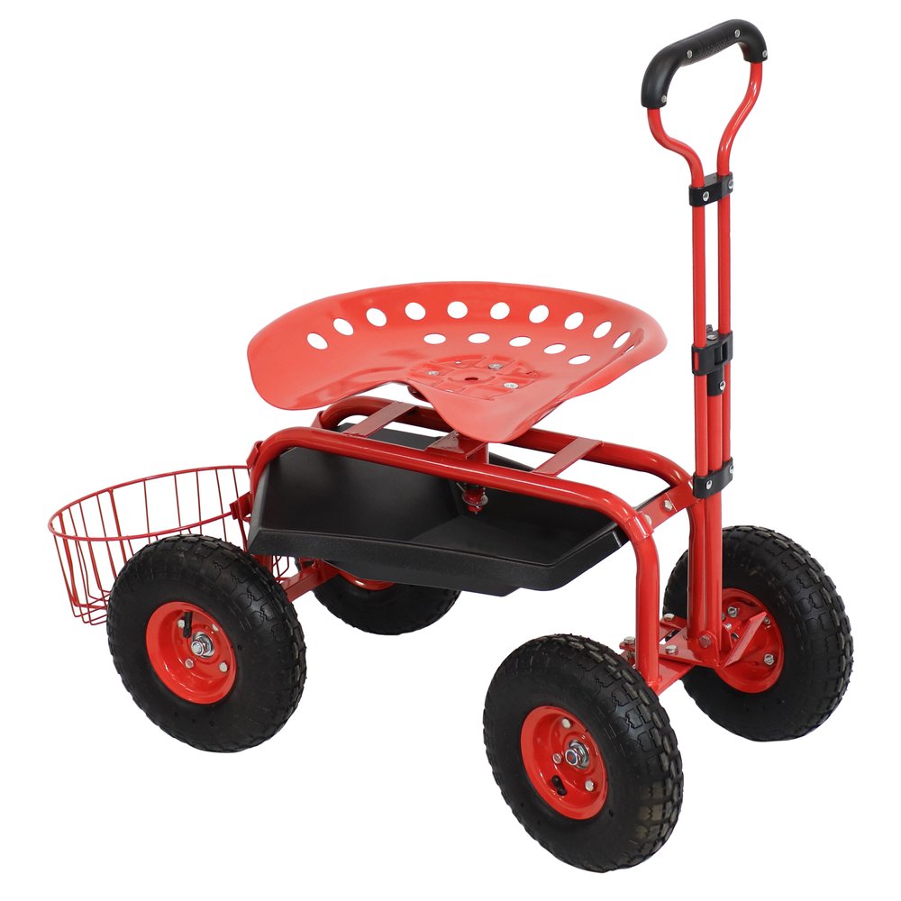 20" Red Steel Garden Stool HomeRoots