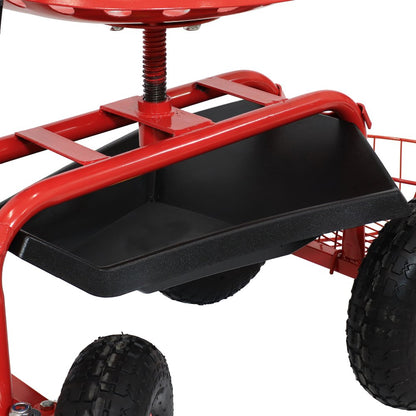 20" Red Steel Garden Stool HomeRoots