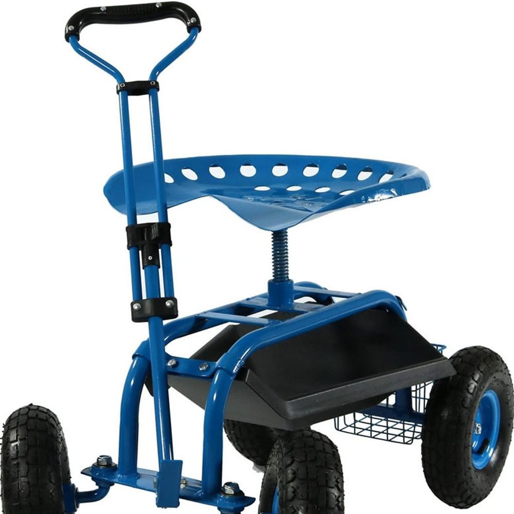 22" Blue Steel Garden Stool HomeRoots