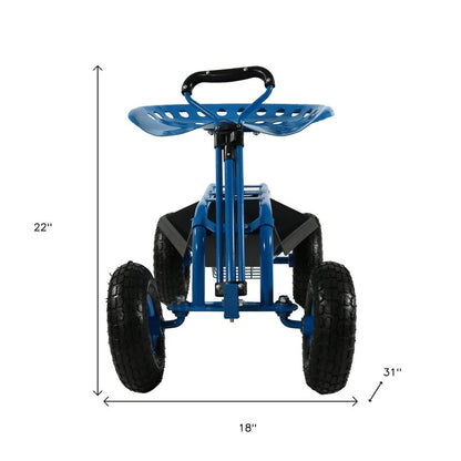 22" Blue Steel Garden Stool HomeRoots