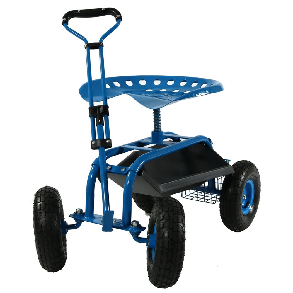22" Blue Steel Garden Stool HomeRoots