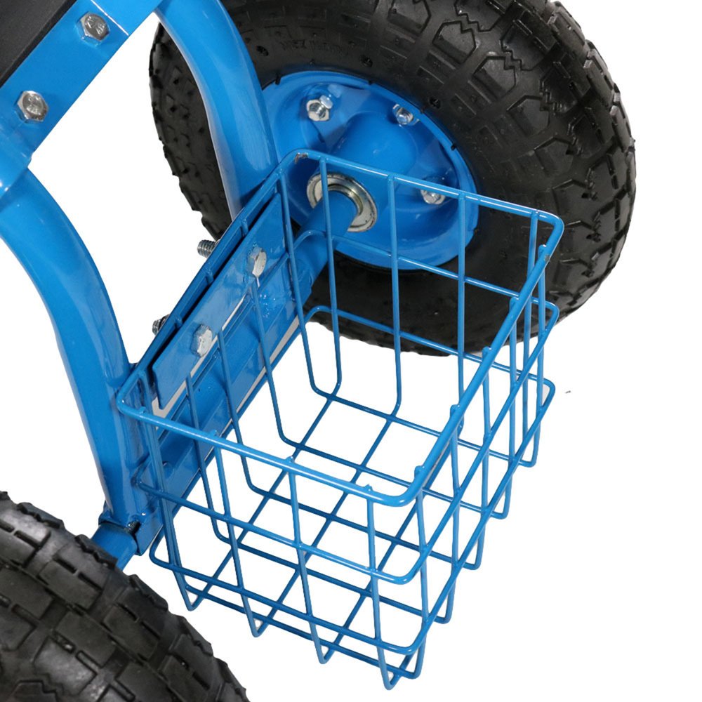 22" Blue Steel Garden Stool HomeRoots