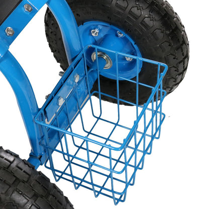 22" Blue Steel Garden Stool HomeRoots