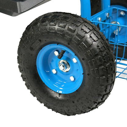 22" Blue Steel Garden Stool HomeRoots