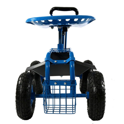 22" Blue Steel Garden Stool HomeRoots