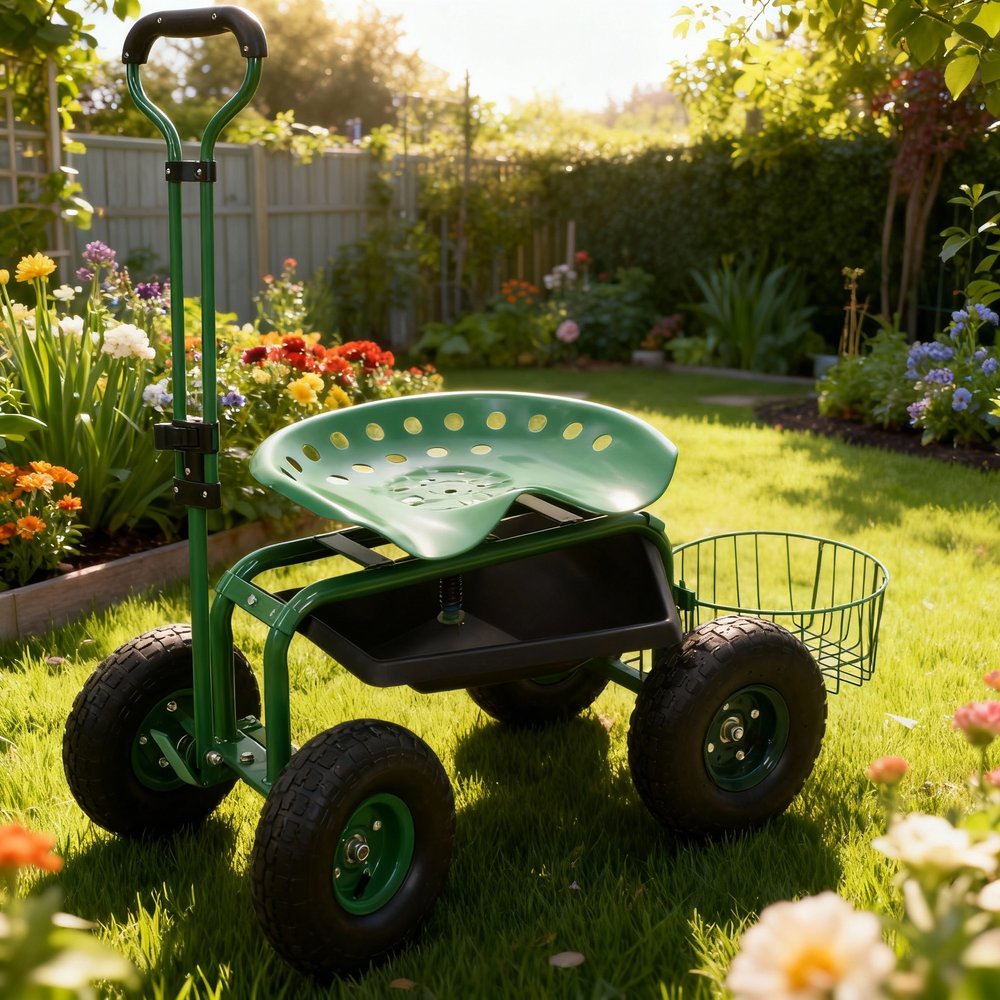 20" Green Steel Garden Stool HomeRoots