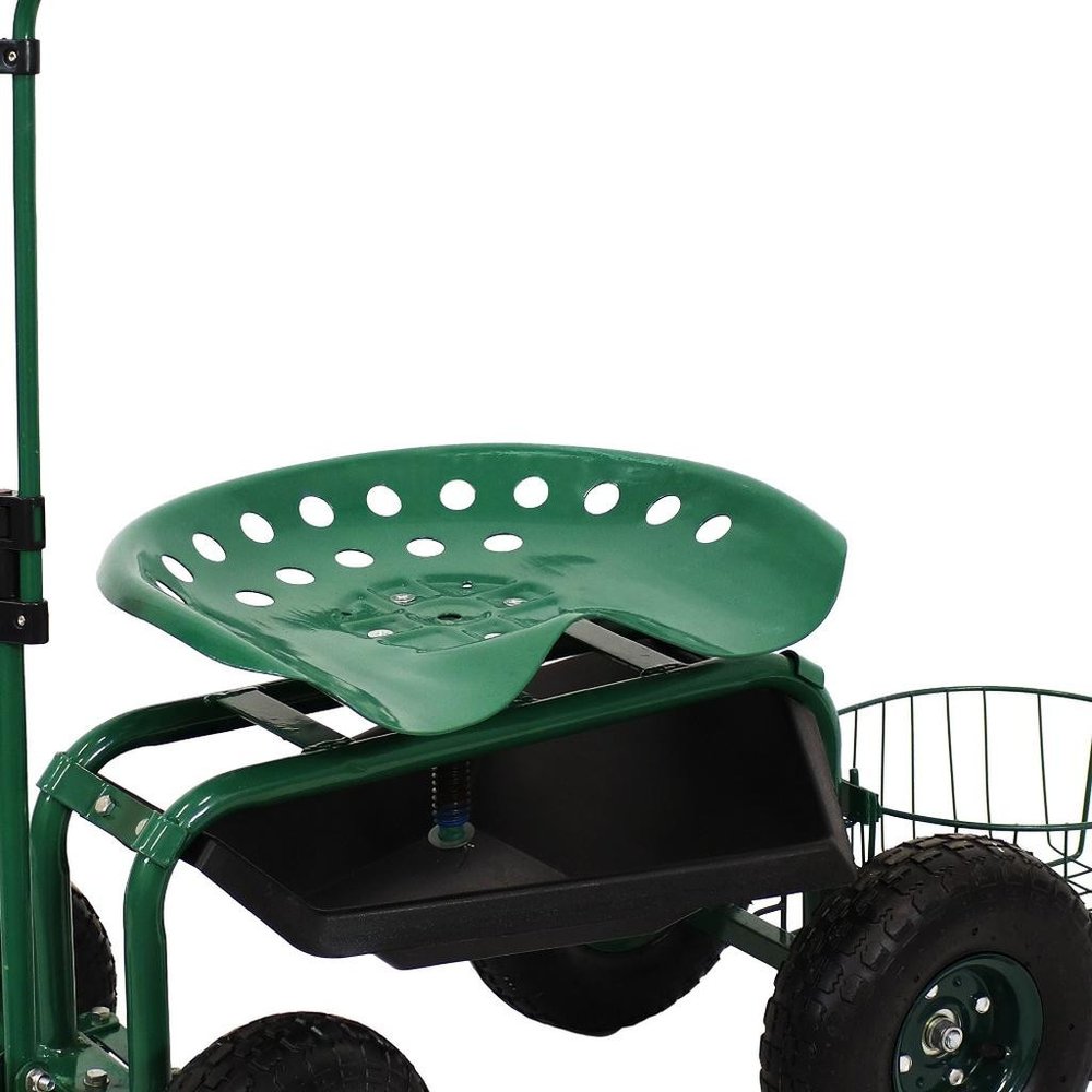 20" Green Steel Garden Stool HomeRoots