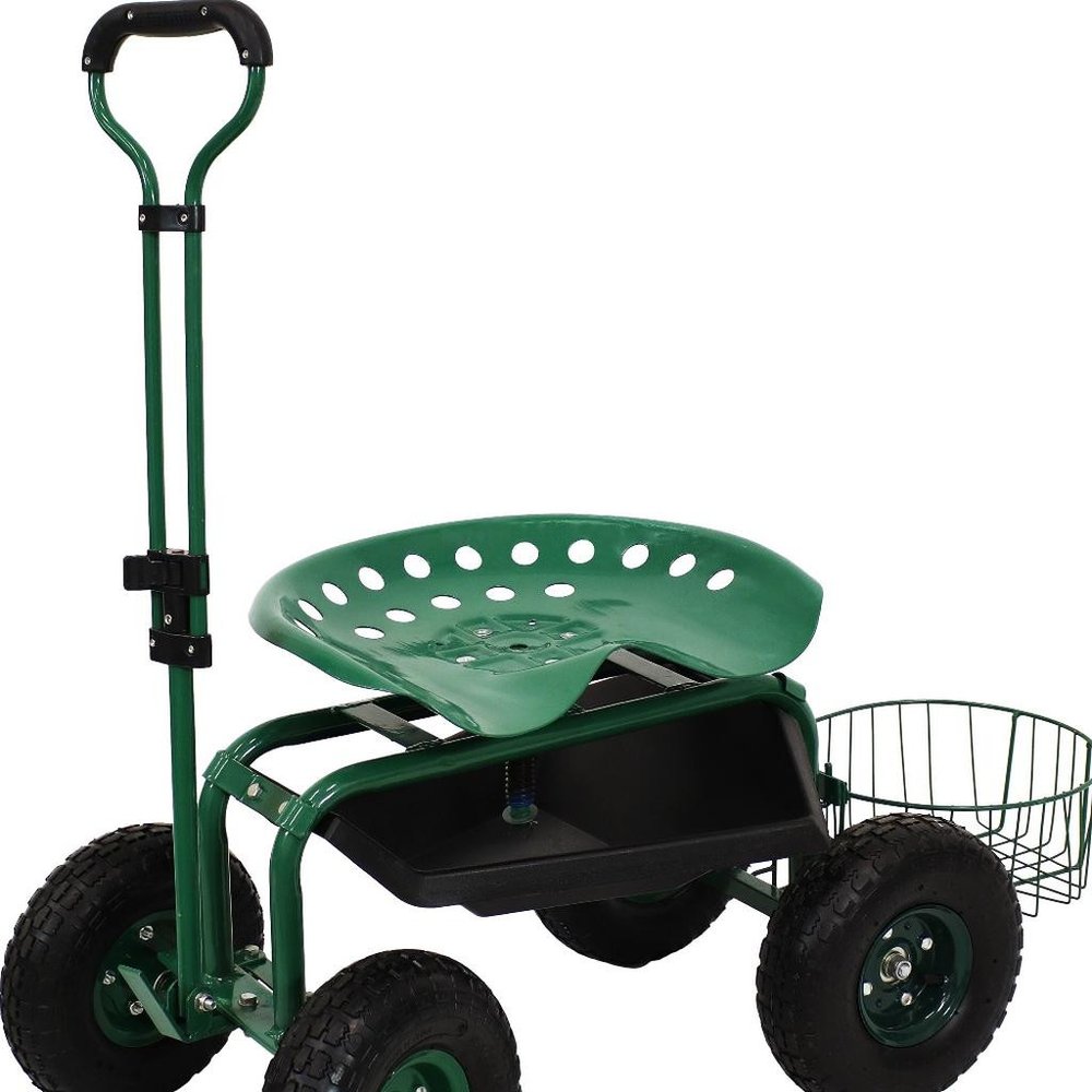 20" Green Steel Garden Stool HomeRoots