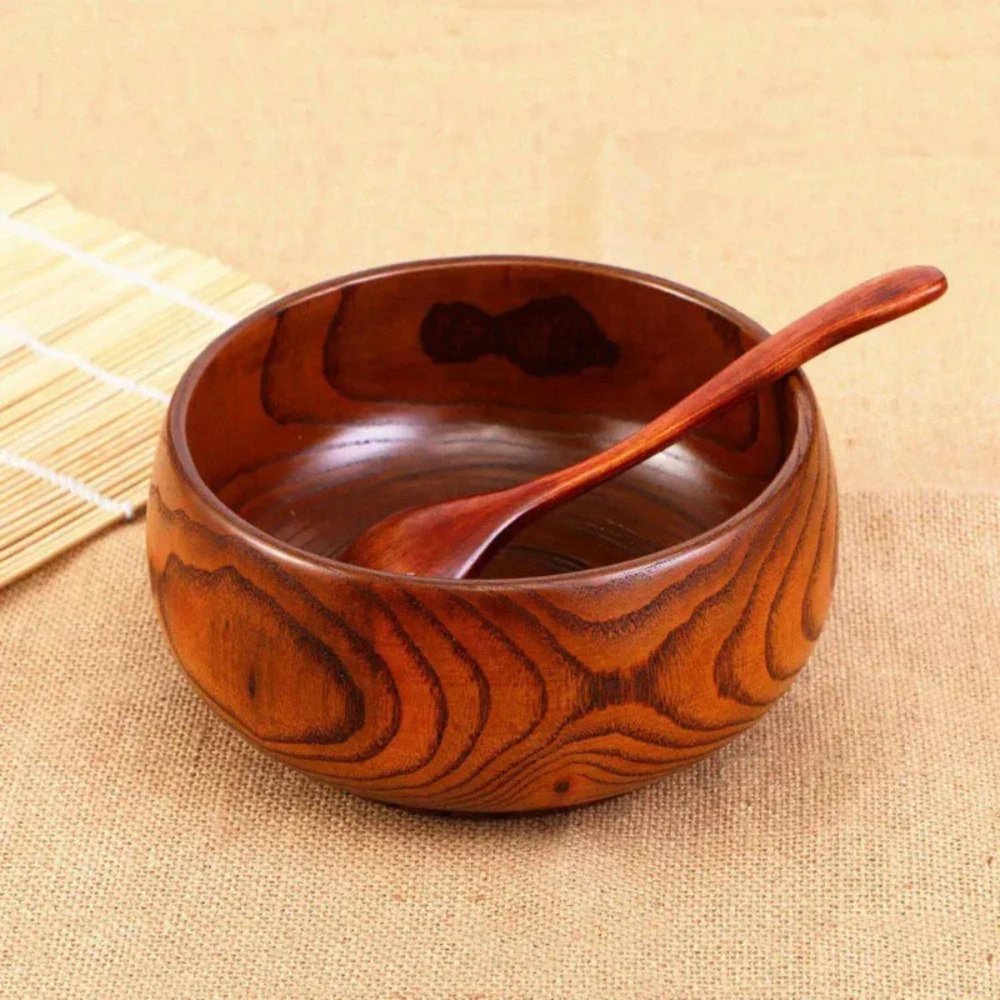 7" Brown Solid Wood Round Serving Bowl HomeRoots