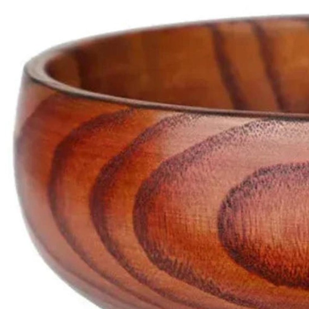7" Brown Solid Wood Round Serving Bowl HomeRoots
