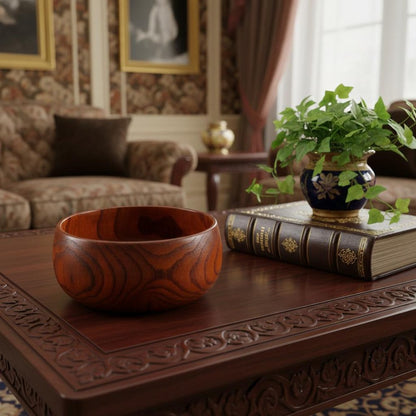 7" Brown Solid Wood Round Serving Bowl HomeRoots