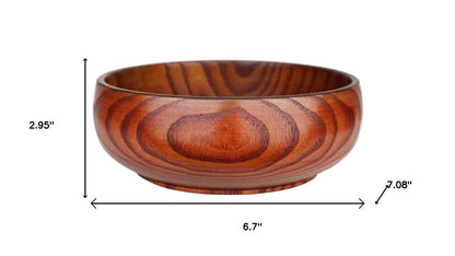 7" Brown Solid Wood Round Serving Bowl HomeRoots