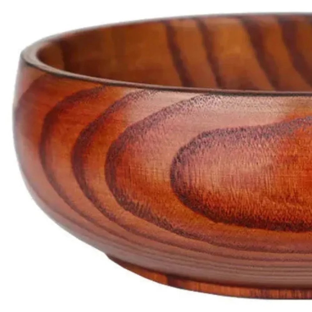 7" Brown Solid Wood Round Serving Bowl HomeRoots
