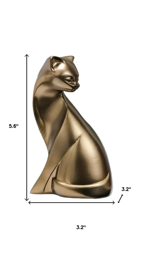 6" Bronze Resin Cat Hand Painted Figurine HomeRoots