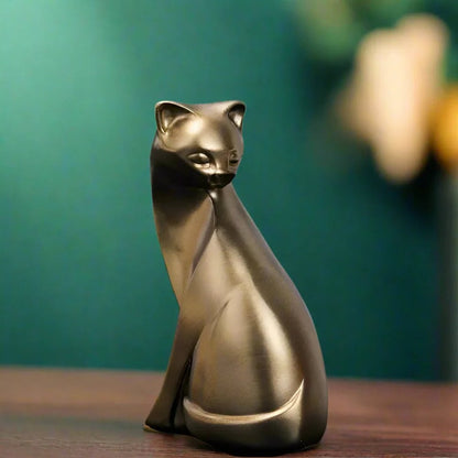 6" Bronze Resin Cat Hand Painted Figurine HomeRoots