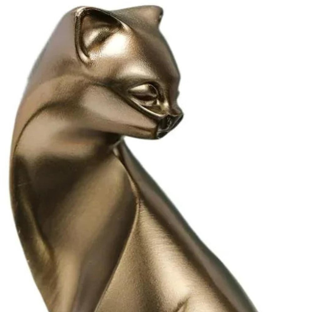 6" Bronze Resin Cat Hand Painted Figurine HomeRoots
