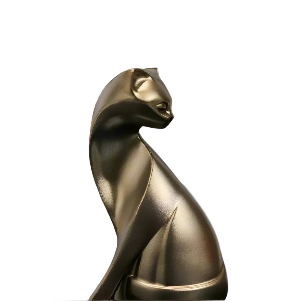 6" Bronze Resin Cat Hand Painted Figurine HomeRoots