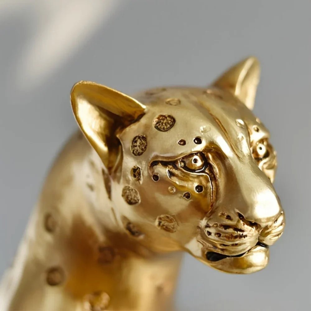 13" Bronze Resin Leopard Hand Painted Tabletop Sculpture HomeRoots