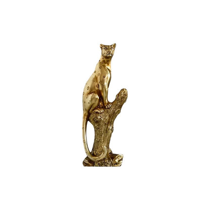 13" Bronze Resin Leopard Hand Painted Statue HomeRoots
