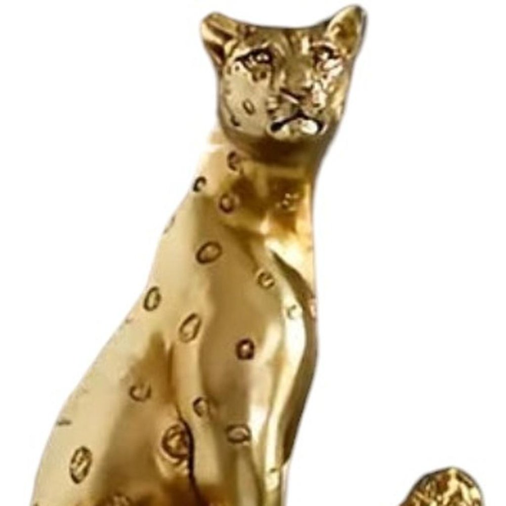 13" Bronze Resin Leopard Hand Painted Statue HomeRoots