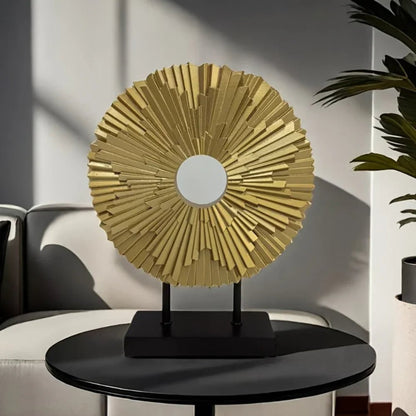 12" Gold Resin Sunflower Hand Painted Tabletop Sculpture HomeRoots