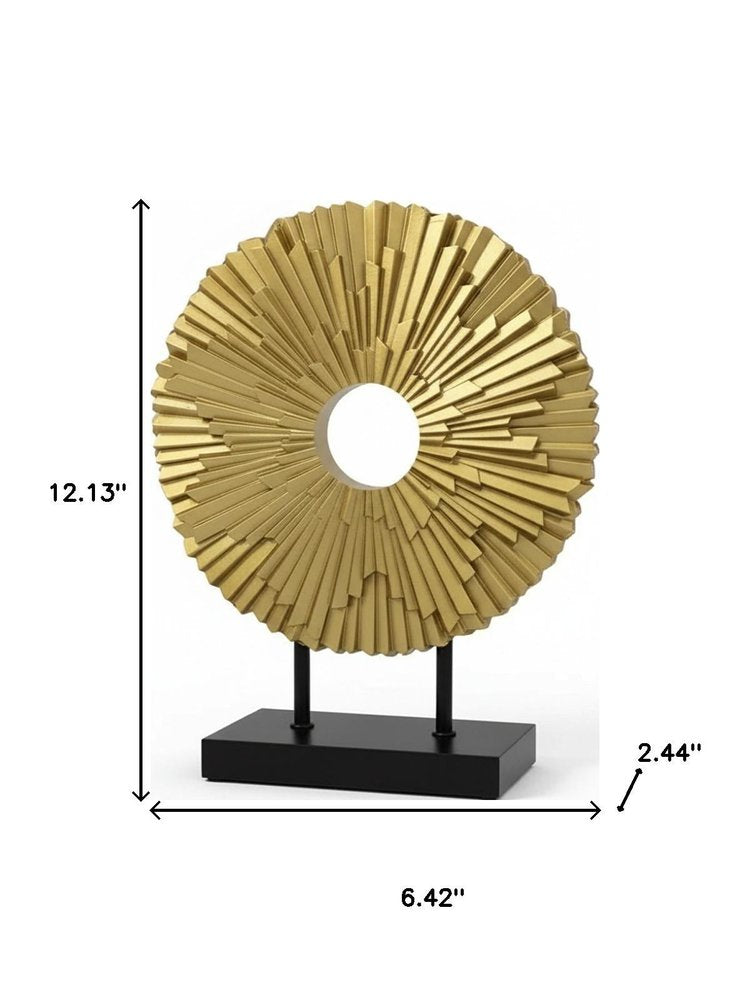 12" Gold Resin Sunflower Hand Painted Tabletop Sculpture HomeRoots