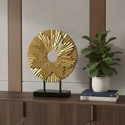 12" Gold Resin Sunflower Hand Painted Tabletop Sculpture HomeRoots