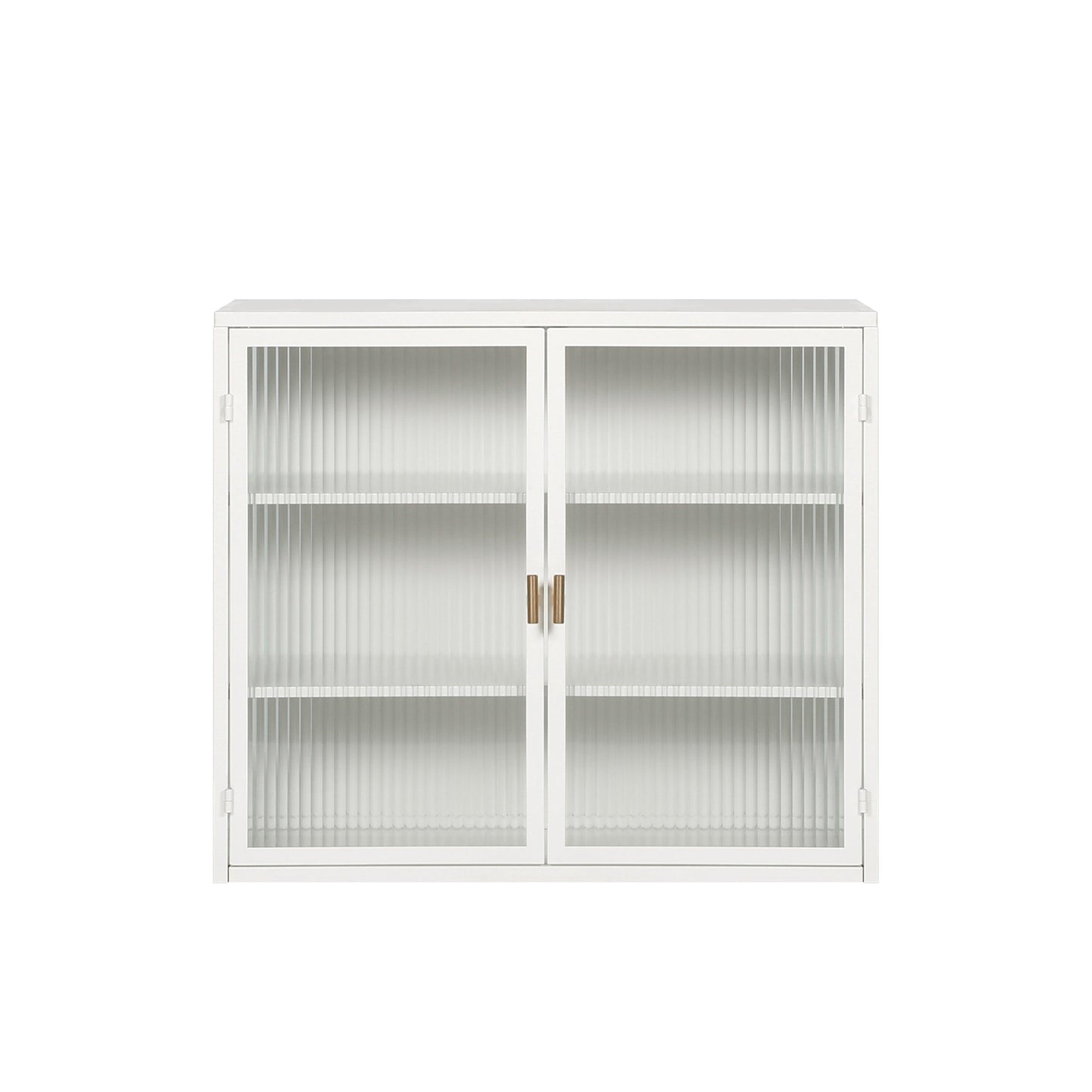 27.56"Glass Doors Modern Two-door Wall Cabinet with Featuring Three-tier White - FurniFindUSA