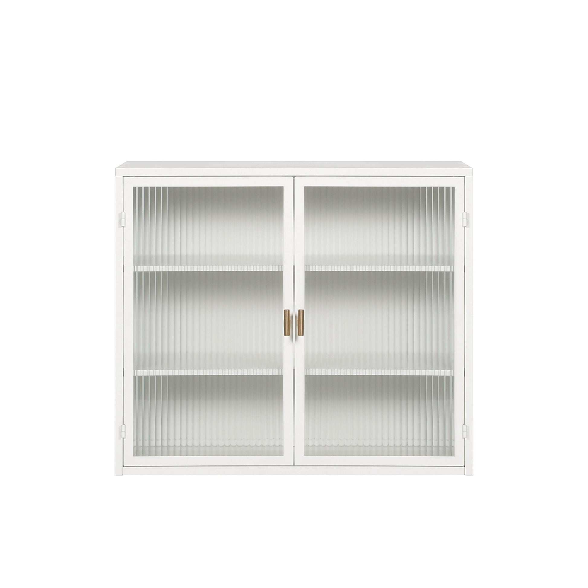 27.56"Glass Doors Modern Two-door Wall Cabinet with Featuring Three-tier White - FurniFindUSA