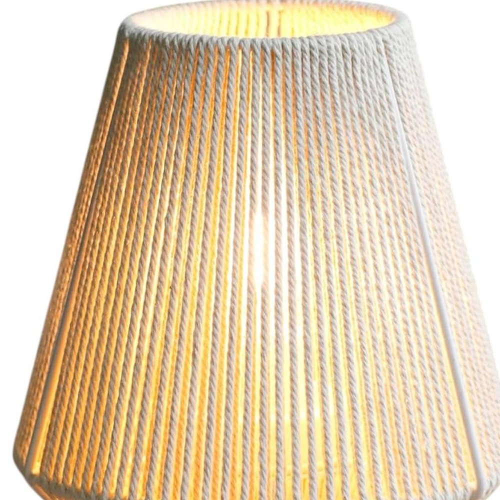 7" Beige Battery Operated Geometric String Shade Desk Lamp HomeRoots