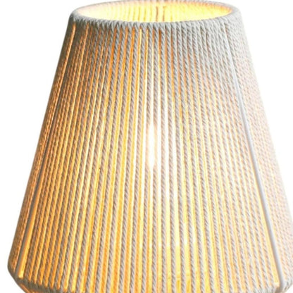 7" Beige Battery Operated Geometric String Shade Desk Lamp HomeRoots