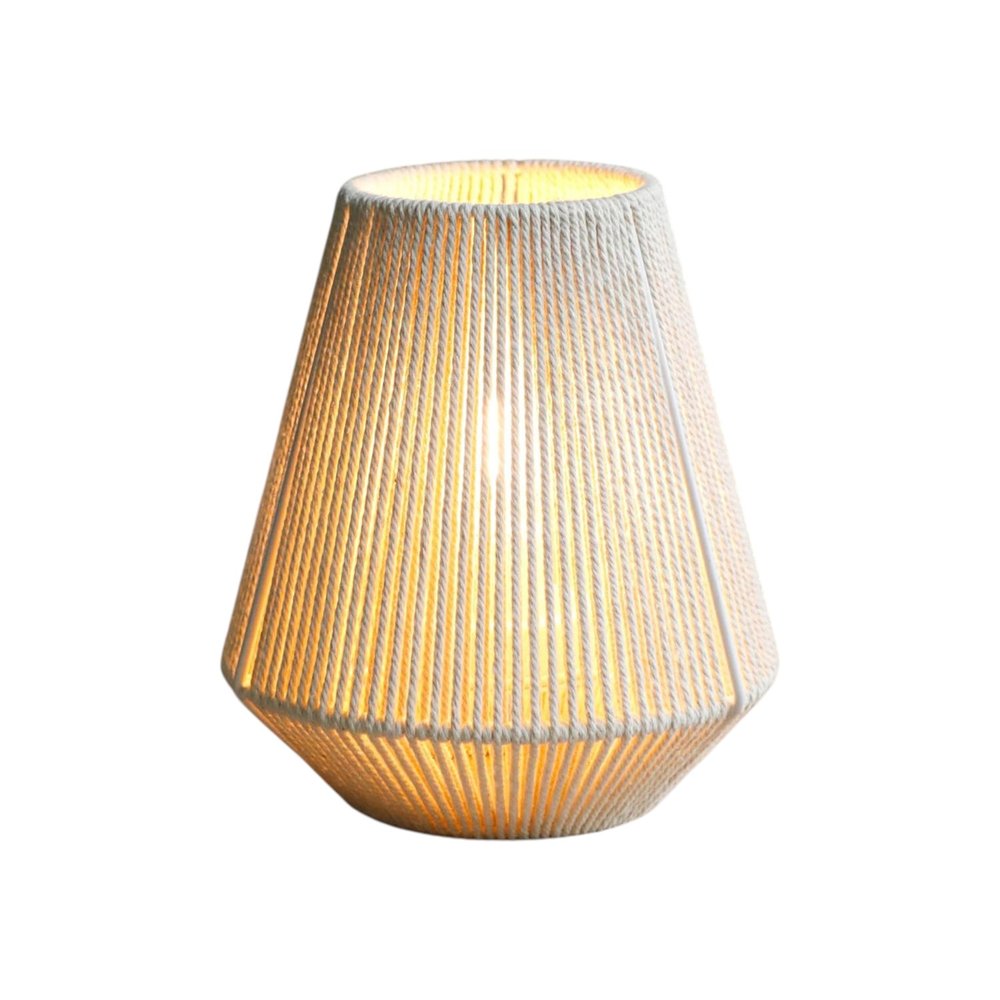 7" Beige Battery Operated Geometric String Shade Desk Lamp HomeRoots