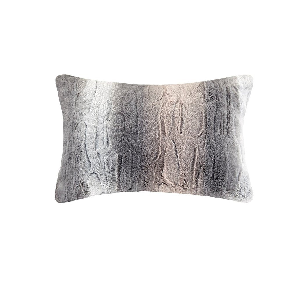 Set of Four Gray And Pink Striped Queen Ring Stitch Polyester Sham And Comforter HomeRoots