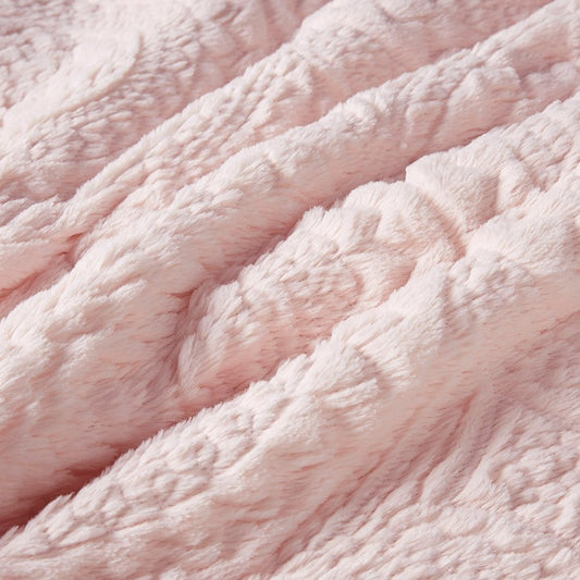 Set of Three Blush Medallion Queen Ring Stitch Polyester Sham And Comforter HomeRoots
