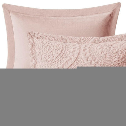 Set of Three Blush Medallion Twin Ring Stitch Polyester Sham And Comforter HomeRoots