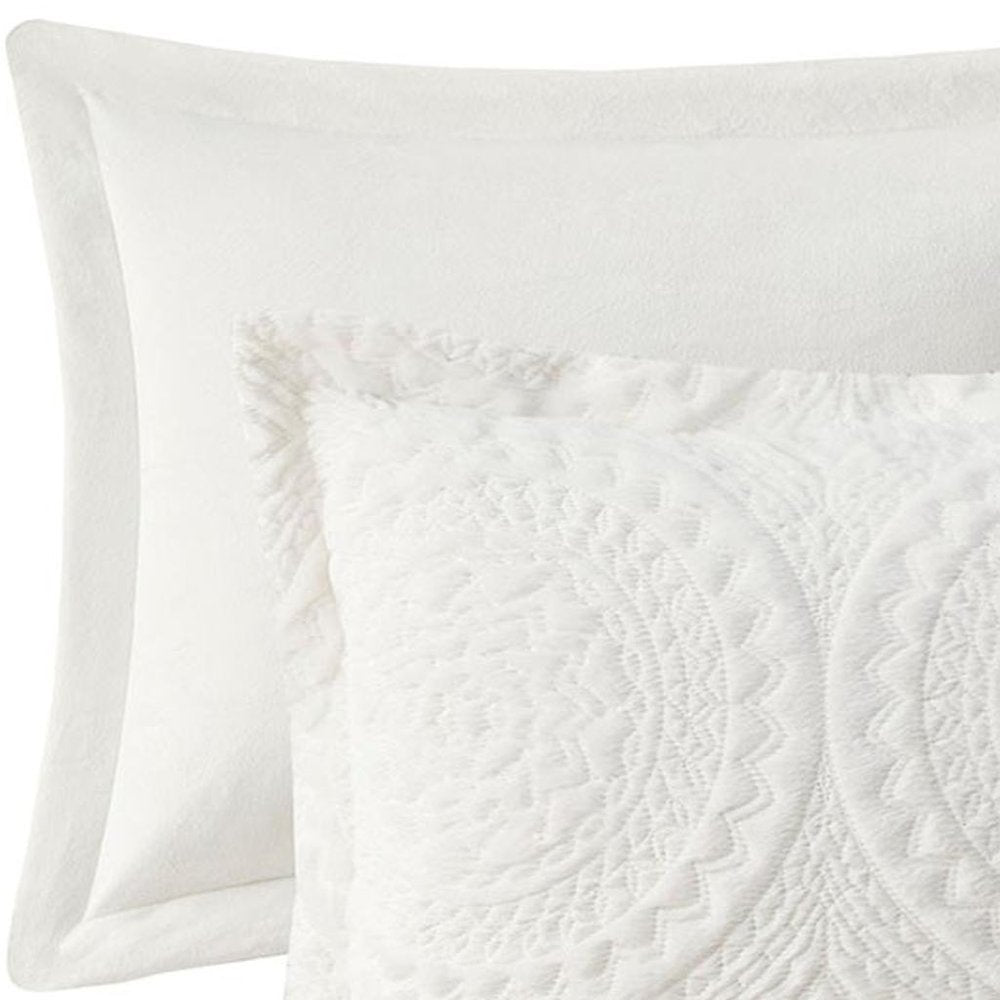Set of Two Ivory Medallion Twin Ring Stitch Polyester Sham And Comforter HomeRoots