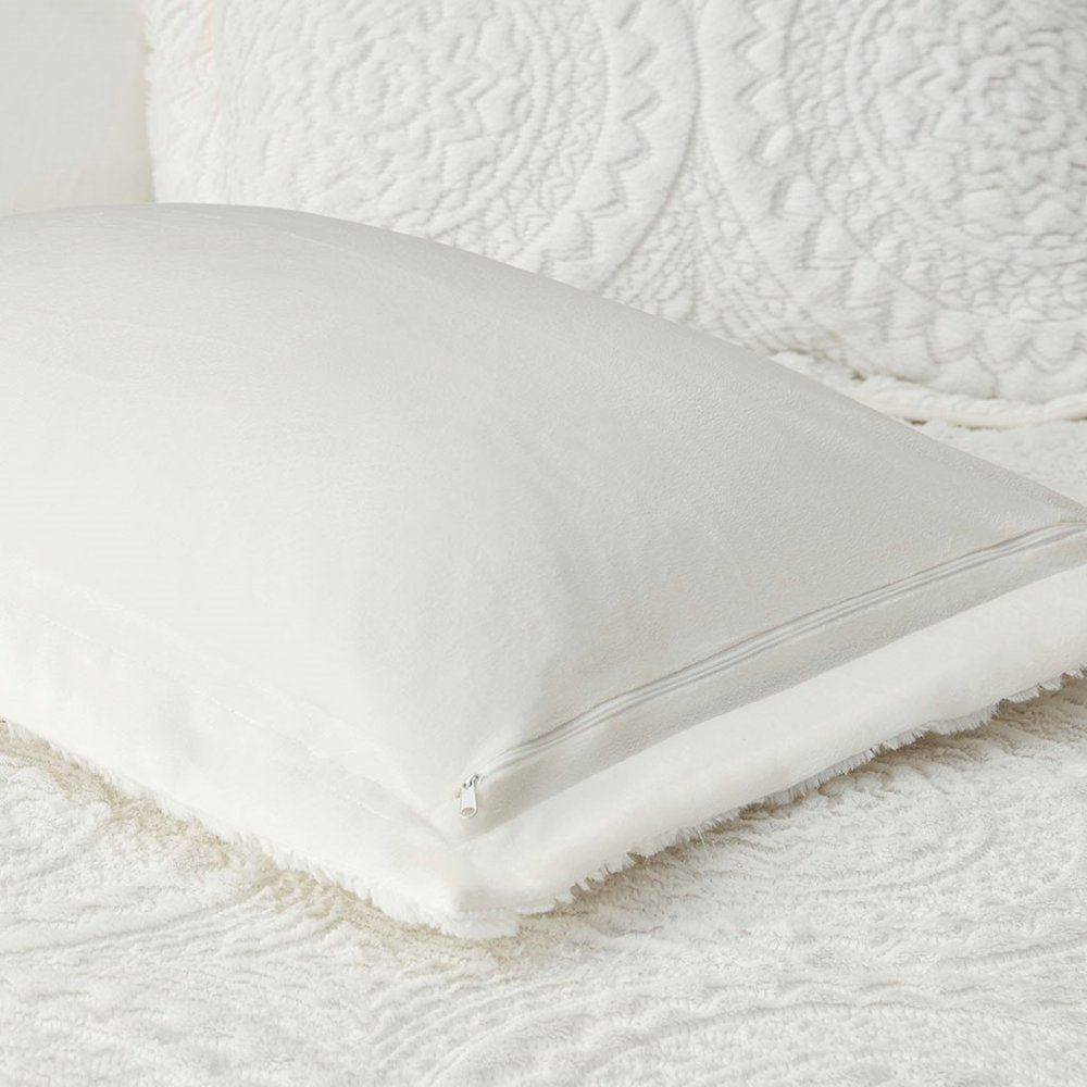 Set of Two Ivory Medallion Twin Ring Stitch Polyester Sham And Comforter HomeRoots