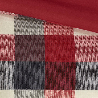 Set of Seven Red And Gray Plaid King Ring Stitch Polyester Sham And Comforter HomeRoots