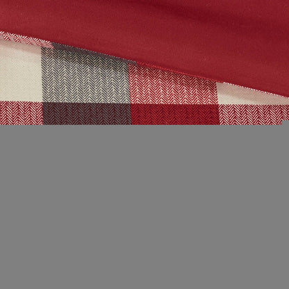 Set of Seven Red And Gray Plaid King Ring Stitch Polyester Sham And Comforter HomeRoots