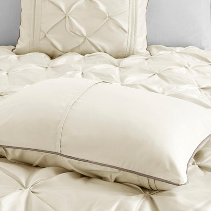 Set of Seven Ivory Queen Ring Stitch Polyester Sham And Comforter HomeRoots