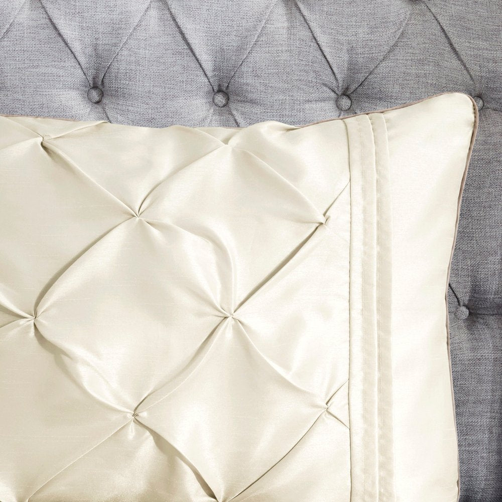 Set of Seven Ivory Queen Ring Stitch Polyester Sham And Comforter HomeRoots
