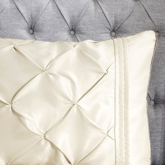 Set of Seven Ivory Queen Ring Stitch Polyester Sham And Comforter HomeRoots