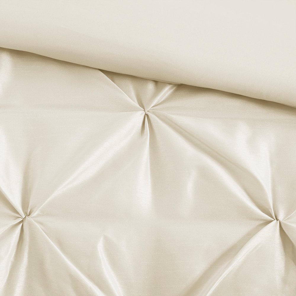 Set of Seven Ivory Queen Ring Stitch Polyester Sham And Comforter HomeRoots