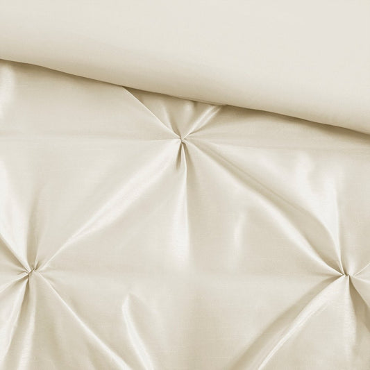 Set of Seven Ivory Queen Ring Stitch Polyester Sham And Comforter HomeRoots