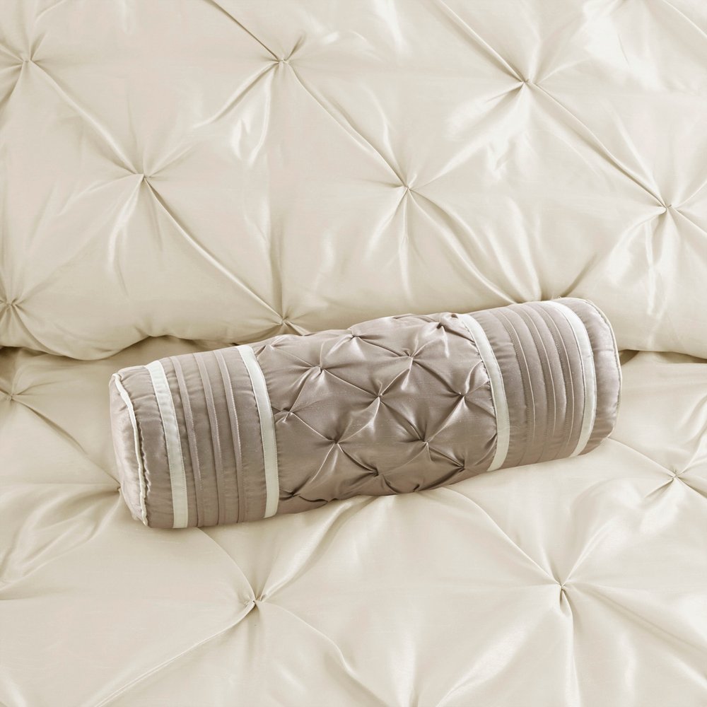 Set of Seven Ivory Queen Ring Stitch Polyester Sham And Comforter HomeRoots